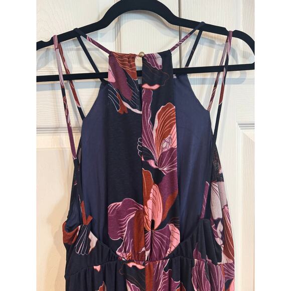 Anthropologie Tiered Halter Maxi Dress Dark Floral Boho - Picture 8 of 8